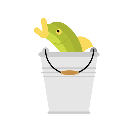 Bucket fish isolated. Fisherman catch. Vector illustrationのイラスト素材