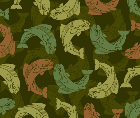 Fish military pattern. Fisherman clothing texture. Army background. Protective soldier ornament. Vector illustration
のイラスト素材