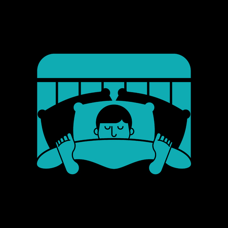 Guy in bed asleep icon. Man sleeping. sleeper male. Vector illustrationのイラスト素材