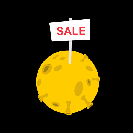Sale banner placard  on moon. selling planet Vector illustrationのイラスト素材