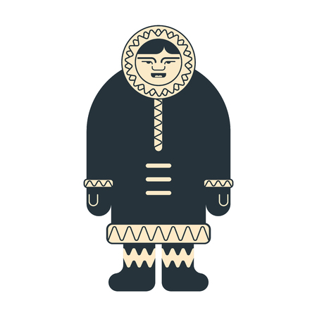 Eskimo	inuit isolated. arctic traditional  Man of north. Chukchi Vector illustrationのイラスト素材