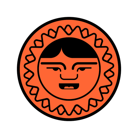 Eskimo face icon. Inuit head sign isolated. arctic traditional  Man of north. Chukchi Vector illustrationのイラスト素材
