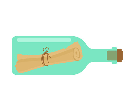 Scroll Message in bottle isolated. Letter in flask. Vector illustration.のイラスト素材