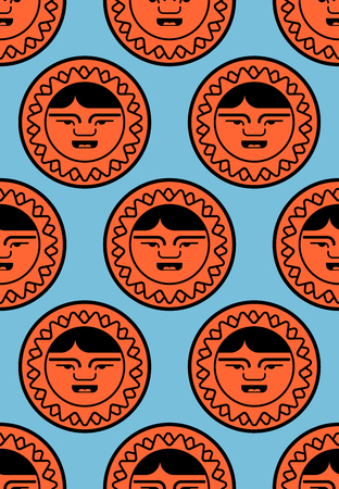 Eskimo pattern. Inuit background. arctic traditional  Man of north. Chukchi Vector ornamentのイラスト素材