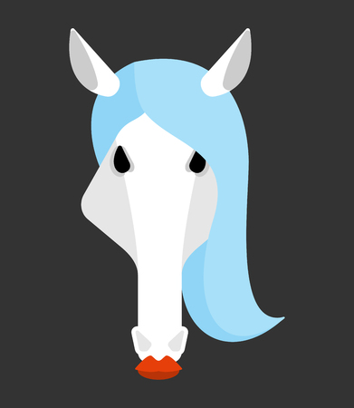 Horse white head isolated. Equine face Vector illustrationのイラスト素材