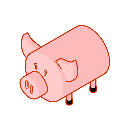 Pig isometric style. Piggy isometry Farm animal. Vector illustrationのイラスト素材
