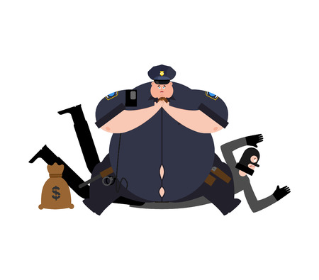 Fat Cop and Robber Detention.のイラスト素材
