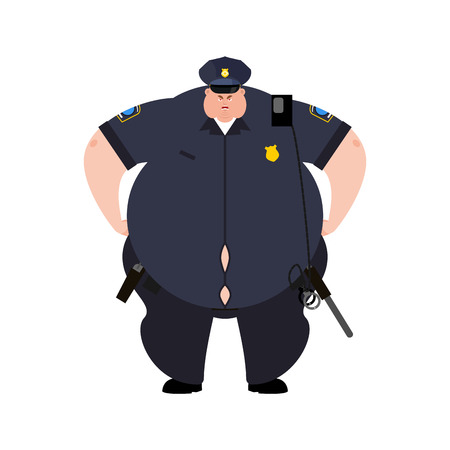 Fat Cop. Thick Policeman. Obese Officer Police. Vector illustration
のイラスト素材