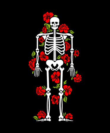 Skeleton and flowers. Human Bones and roses. Death and love symbol
のイラスト素材