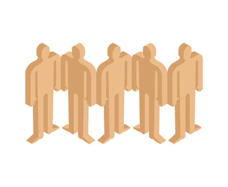 Friendship concept. Isometric people hold hands.のイラスト素材