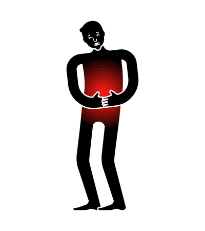 Pain Human icon. Sick person sign. diseased human symbol. curl up in painのイラスト素材