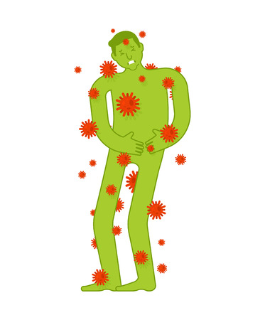 Sick man Viruses and bacteria. Diseased person. Disease humanのイラスト素材