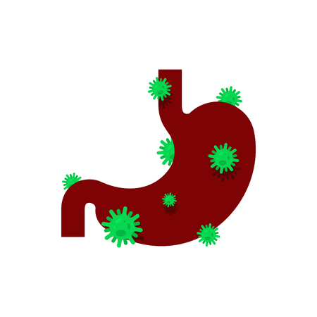 Sick stomach. Diseased internal organ. Aching Viruses and bacteria. Human disease. ailingのイラスト素材