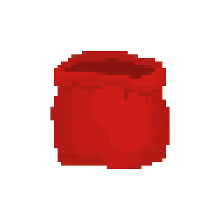 Open sack Santa pixel art. Red big bag 8 bit. Video game Old school Christmas and new year holiday bagのイラスト素材
