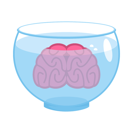 Brain in aquarium. Brains in water. Vectorのイラスト素材