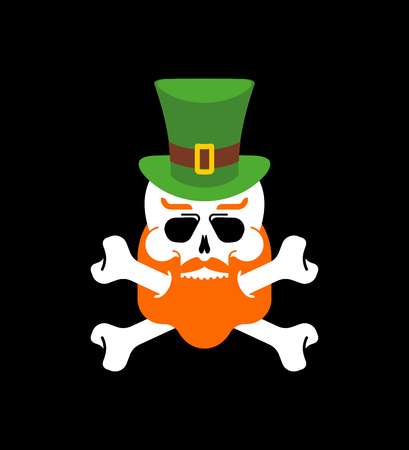 Leprechaun Skull Redbearded and Green Hat. St.Patricks Day. Irish traditional holiday. Folk Cultural Festival in Ireland
Â のイラスト素材