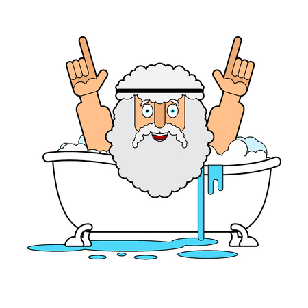 Archimedes in bath. Thumbs up eureka. ancient greek mathematician, physicist. Great discoveryのイラスト素材