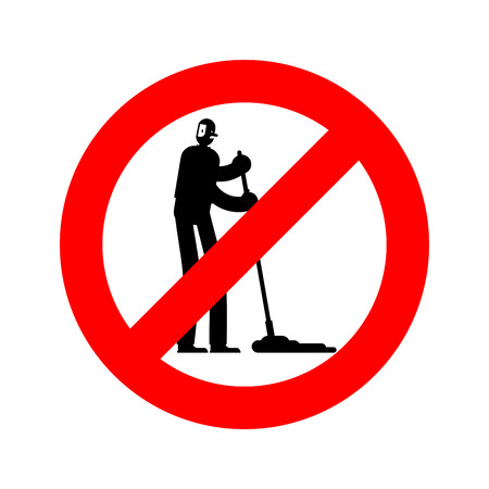 Stop janitor. Ban cleaner. Red prohibitory sign notのイラスト素材