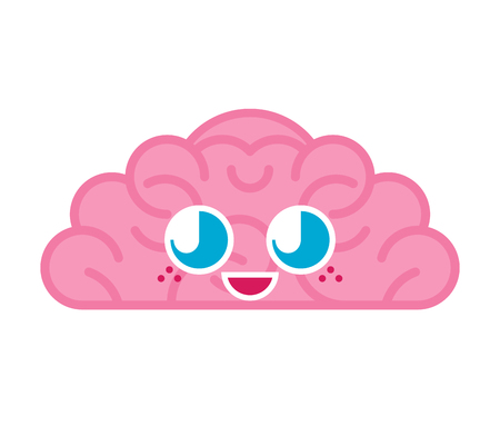 Cute brain isolated. funny Brains cartoon style. kids character. Childrens style.のイラスト素材