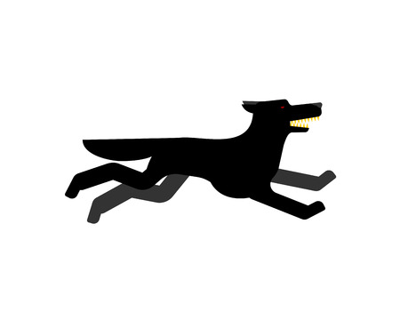 Black wolf runs isolated. Angry predatorÂ vectorのイラスト素材