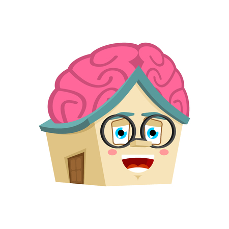 House Smart isolated. Brain in Home Cartoon Style. Building brainy Vectorのイラスト素材