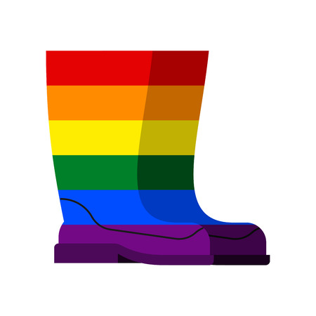 Rubber boots Rainbow color. riding boot LGBT flag multicolored vector illustrationのイラスト素材