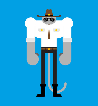 Cat Sheriff. Pet policeman. Cartoon style vector illustration.のイラスト素材