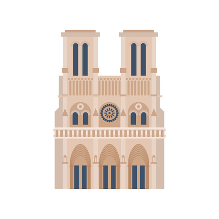 Notre Dame de Paris isolated. historic building in France.  のイラスト素材