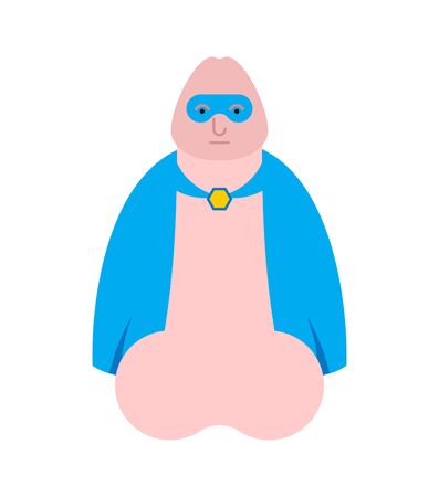 Penis superhero. Super dick in mask and raincoat.のイラスト素材