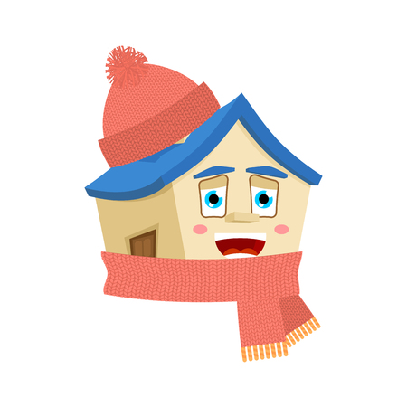 Home in scarf. Warming house. Vector illustrationのイラスト素材