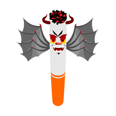 Scary cigarette. Evil cigar. Harm of smokingのイラスト素材