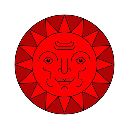Sun with face folk symbol isolated. Vector illustrationのイラスト素材