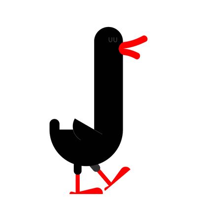 Black goose isolated. long-necked water bird. Vector illustrationのイラスト素材