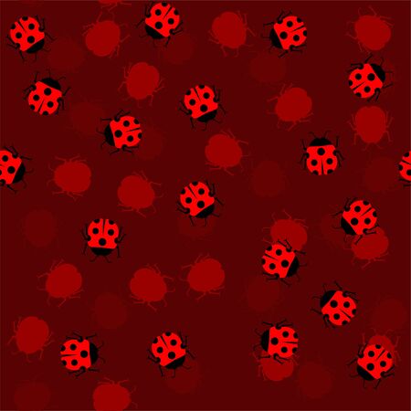 Ladybug pattern seamless. bug background cartoon style. Children cloth textureのイラスト素材