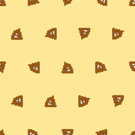 Angry shit pattern seamless. Evil turd background. Vector illustrationのイラスト素材