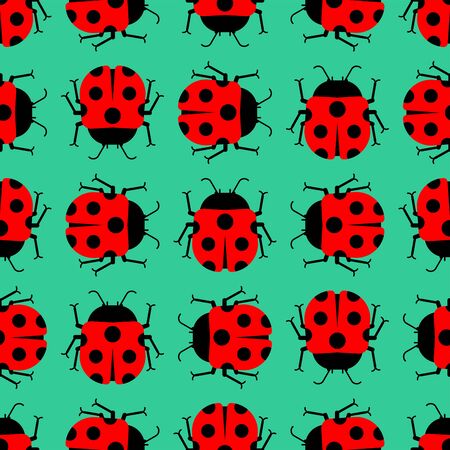 Ladybug pattern seamless. bug background cartoon style. Children cloth textureのイラスト素材