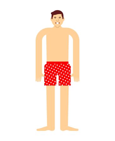Guy in underpants isolated. Man in underwear. Vector illustrationのイラスト素材