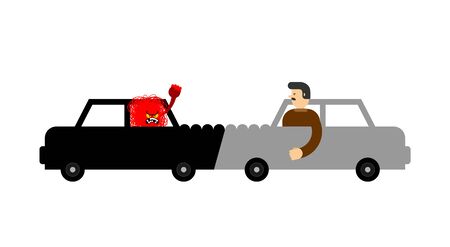 Car accident Angry driver.  Hater. Vector illustrationのイラスト素材