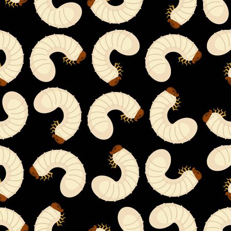 Beetle larva pattern seamless. Bug caterpillar background . Maggot texture vector 
Â 
のイラスト素材