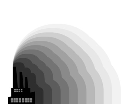 Factory and air pollution. Gray smoke around plantのイラスト素材