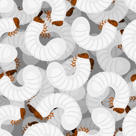 Beetle larva pattern seamless. Bug caterpillar background . Maggot texture vector 
Â のイラスト素材