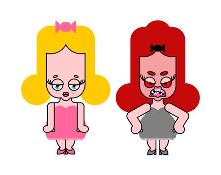 Cute and angry little girl cartoon isolated. girlie Vector illustrationのイラスト素材