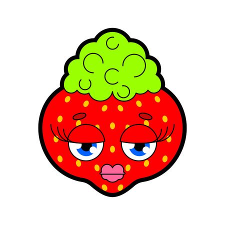 Strawberrie with lips isolated. Glamorous berry vector illustrationのイラスト素材