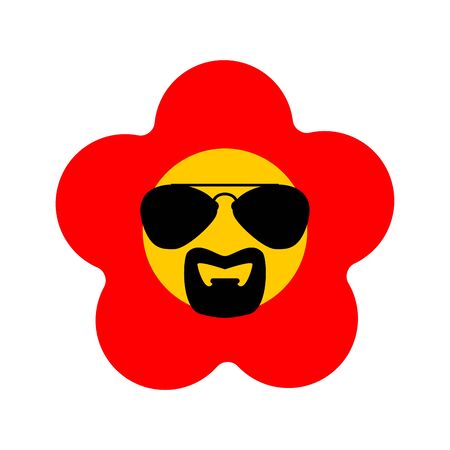 Cool Flower with glasses and goatee beard. vector illustrationのイラスト素材