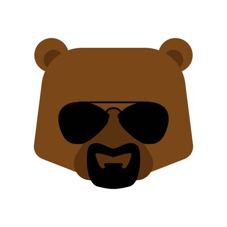 Cool bear with glasses and goatee beard. Grizzly Face vector illustrationのイラスト素材