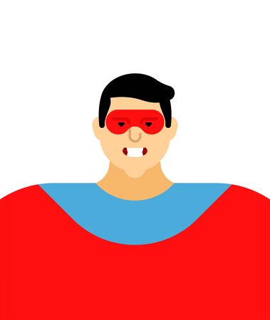 Superhero portrait isolated. Super guy in maskのイラスト素材