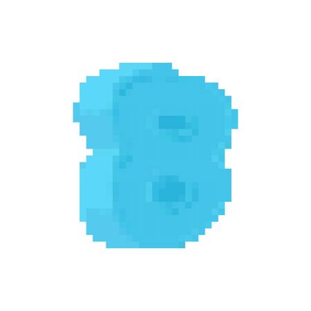 8 number pixel art. cartoon font. 8 bit Eight numeral Children alphabet. Pixelate vector...