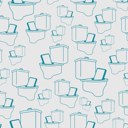 Phone fell into toilet pattern seamless. Smartphone in wc background. vector textureのイラスト素材