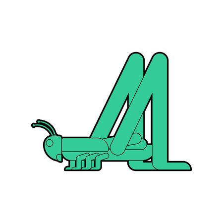 Grasshopper isolated. green locust Insect vector illustrationのイラスト素材