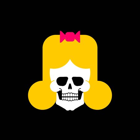 Girl skull isolated. Female skeleton head. vector illustrationのイラスト素材